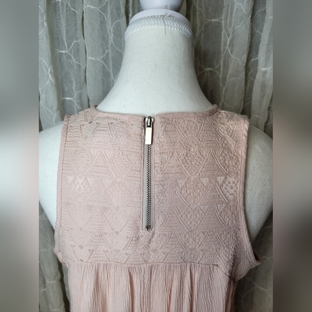 Mossimo Target Blush Pink Sleeveless High Low Top Silver Zipper Textured Boho M - Picture 4 of 7